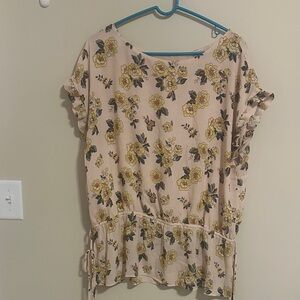 LOFT Floral Blouse - Yellow and Cream